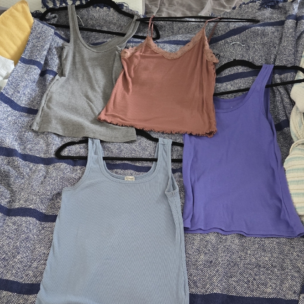 Women's Scoop Neck Tank Top - Light Blue, Gray, Mauve, Purple Pack